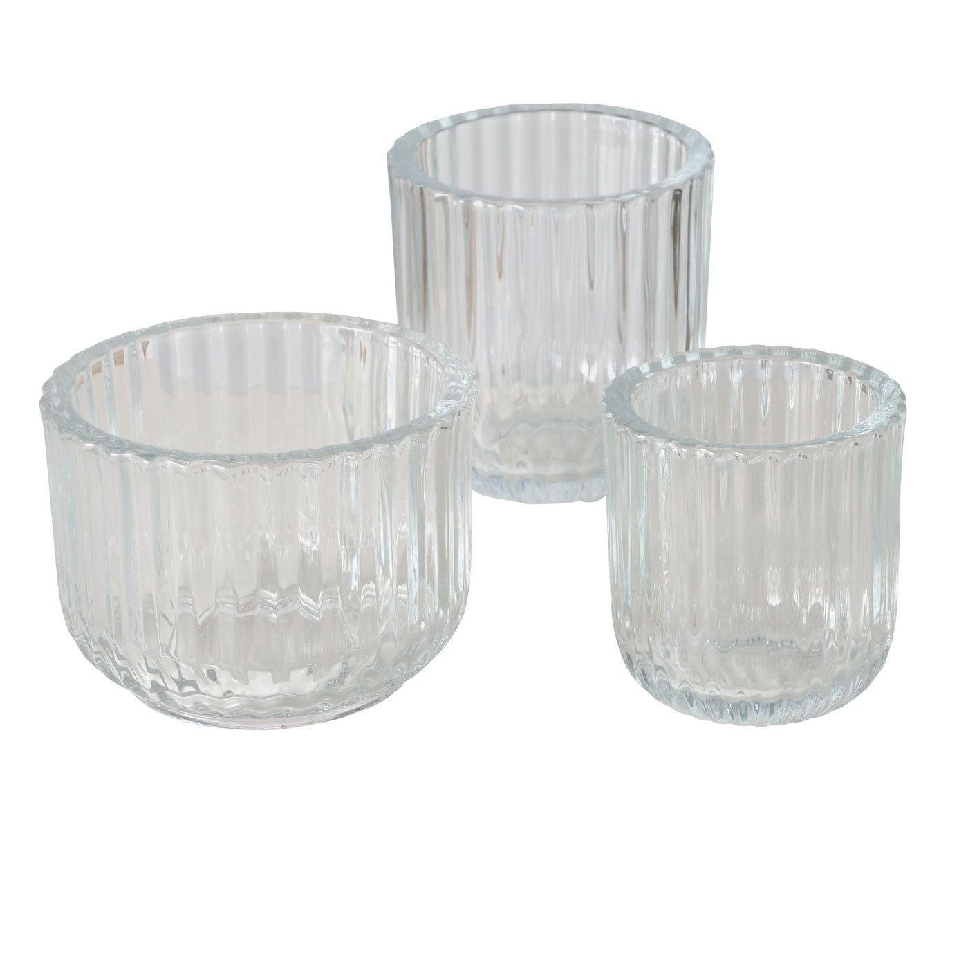 LS-LebenStil Küche & Haushalt 3er Teelichthalter Glas Klar 9cm
