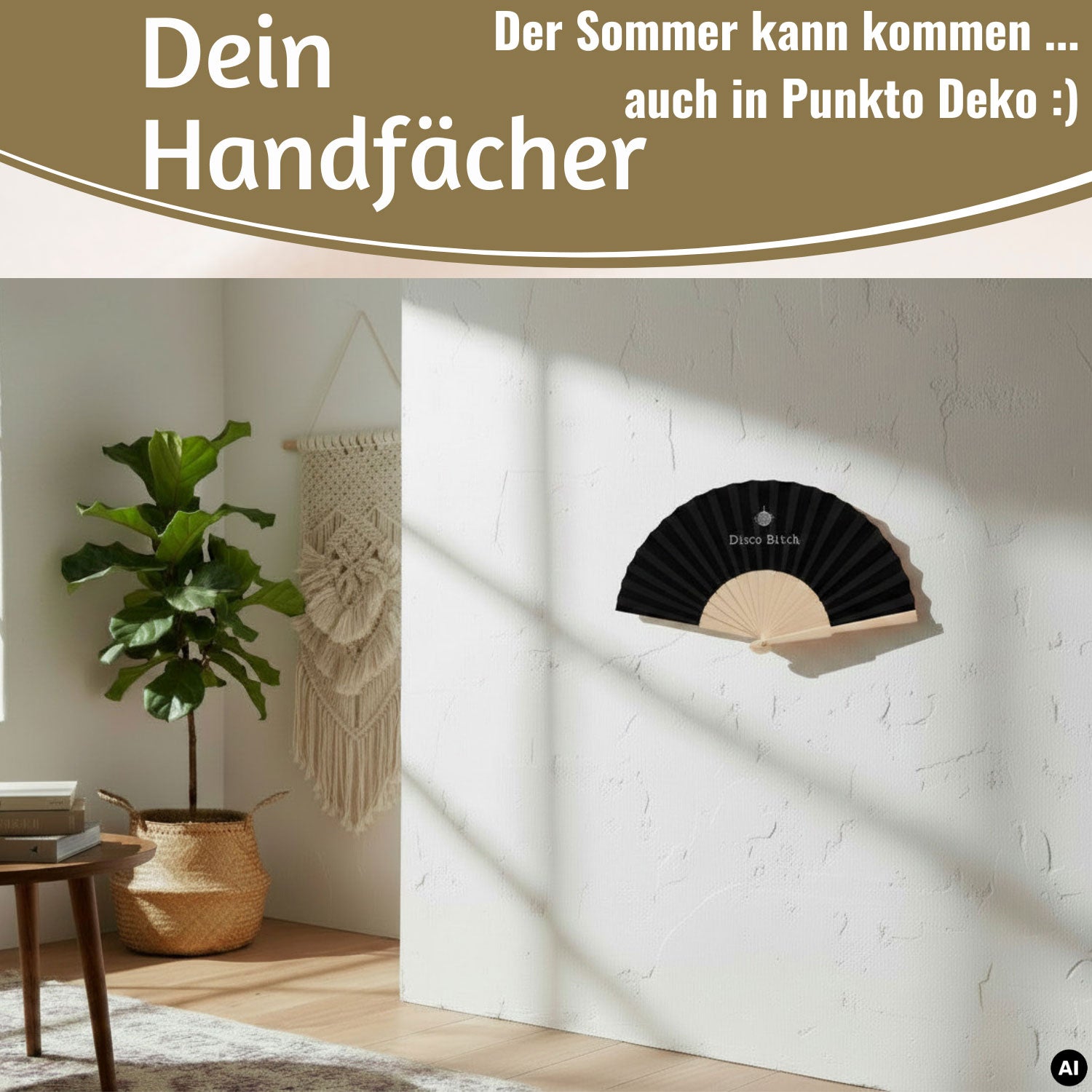 LS-LebenStil Shopper & Taschen Handfächer Disco Bitch 23x42cm