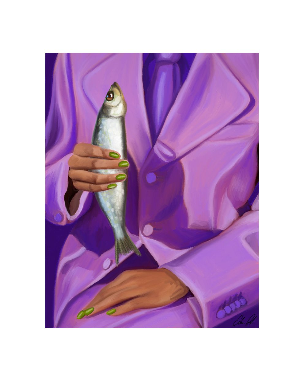 The Poster Club Eva And Her Fish Friend Kunstdruck 30x40 cm Braun