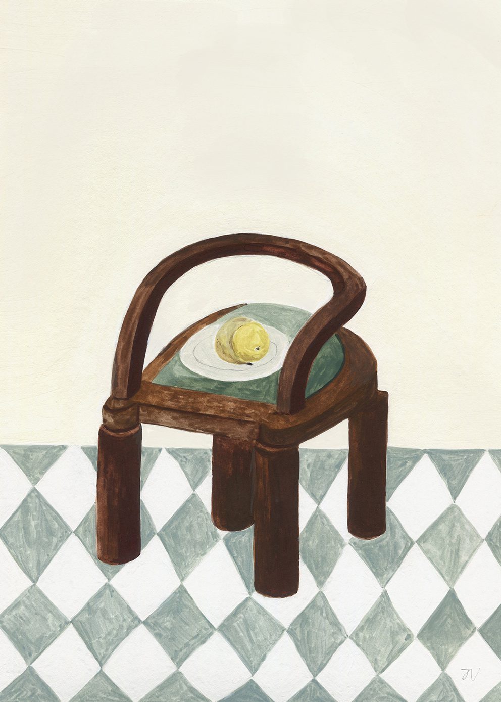 The Poster Club Art Prints Chair with Fruit Poster A4 beige
