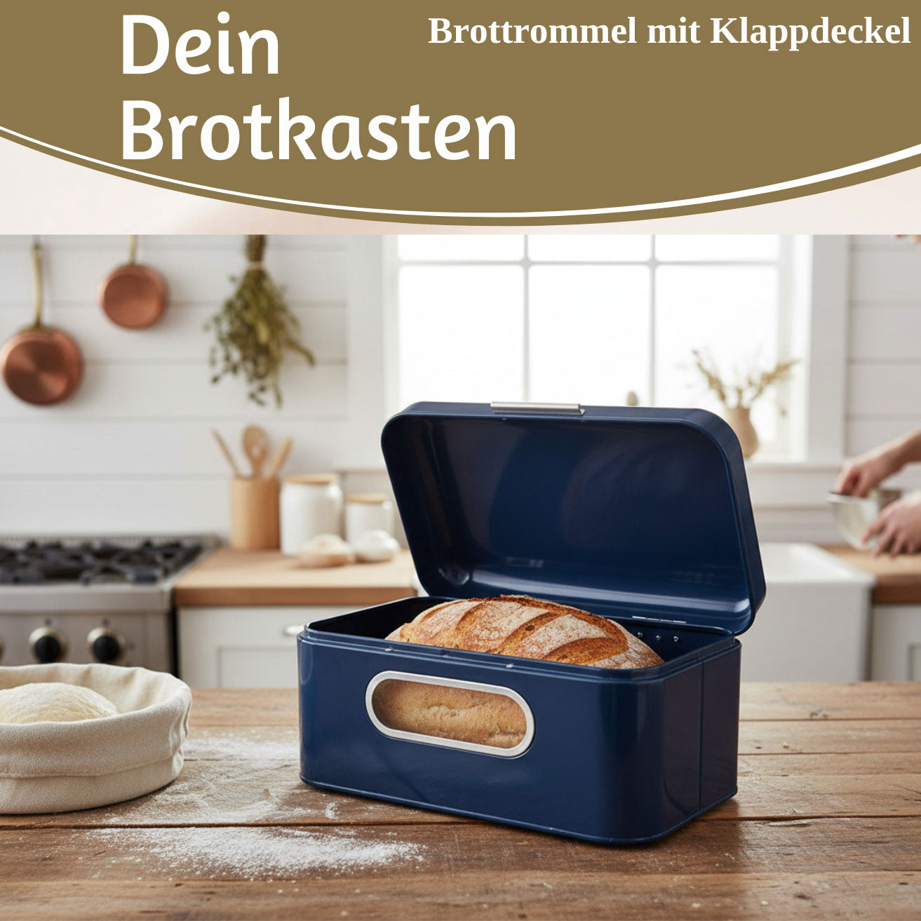 LS-LebenStil Brotkasten Vintage 30cm Metall blau Retro