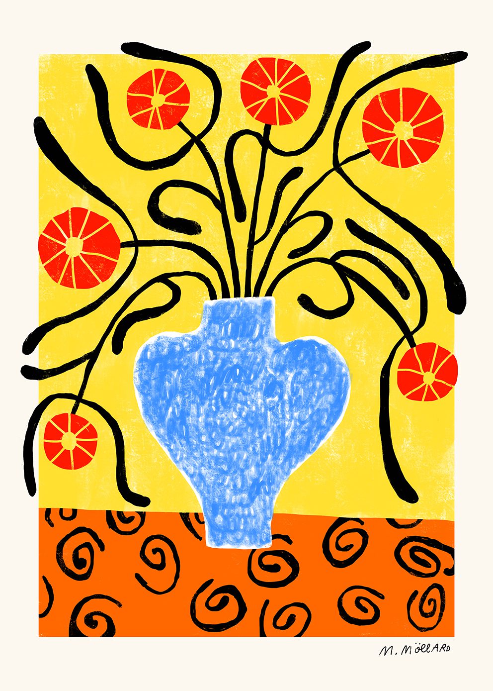 The Poster Club Art Prints Flowers in Blue Vase Poster A4