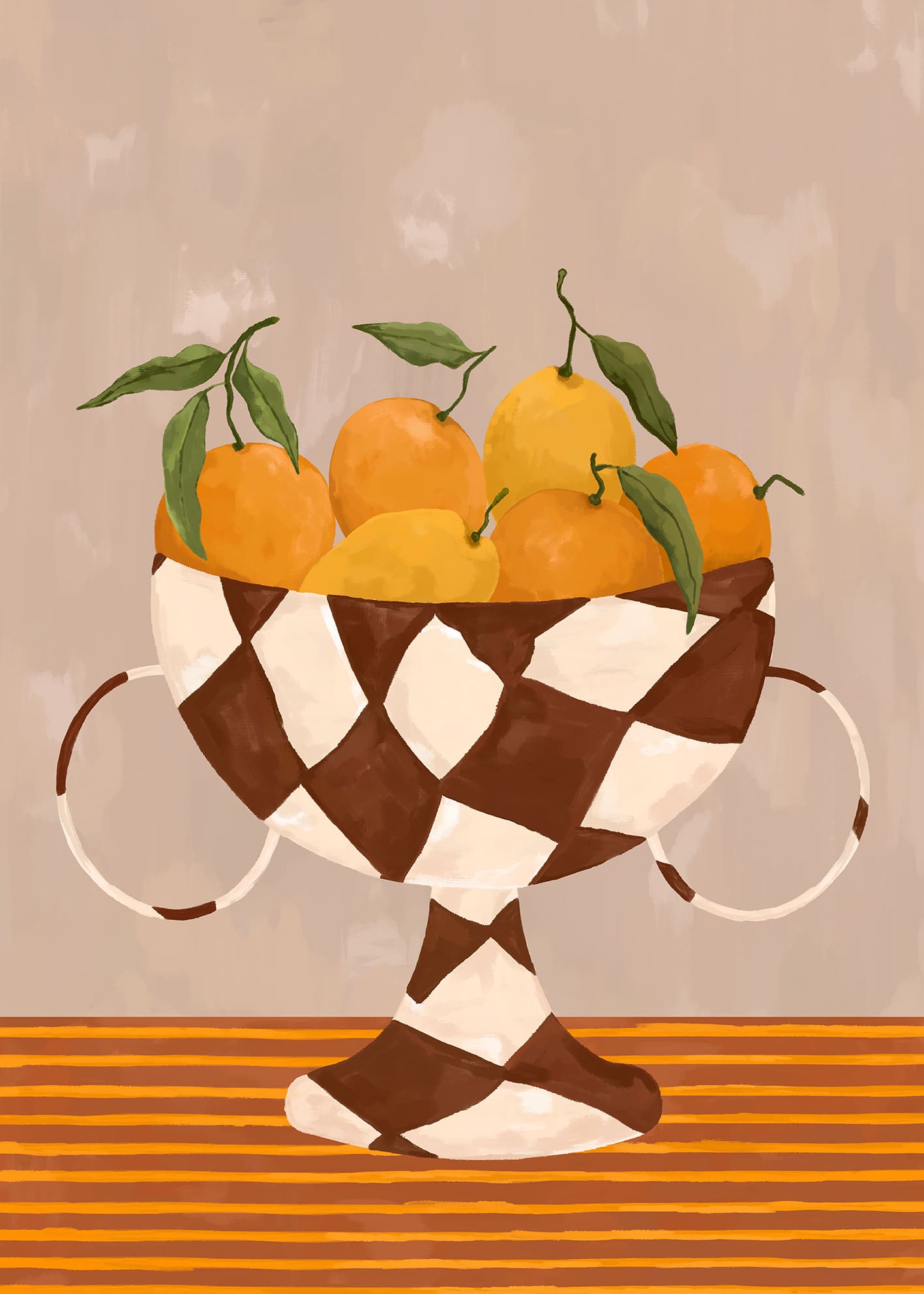 The Poster Club Lemons & Oranges in Checkered Vase Poster 30x40