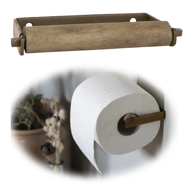 IB Laursen Altum Toilettenpapierhalter Bronze 13,5 cm Holzrolle