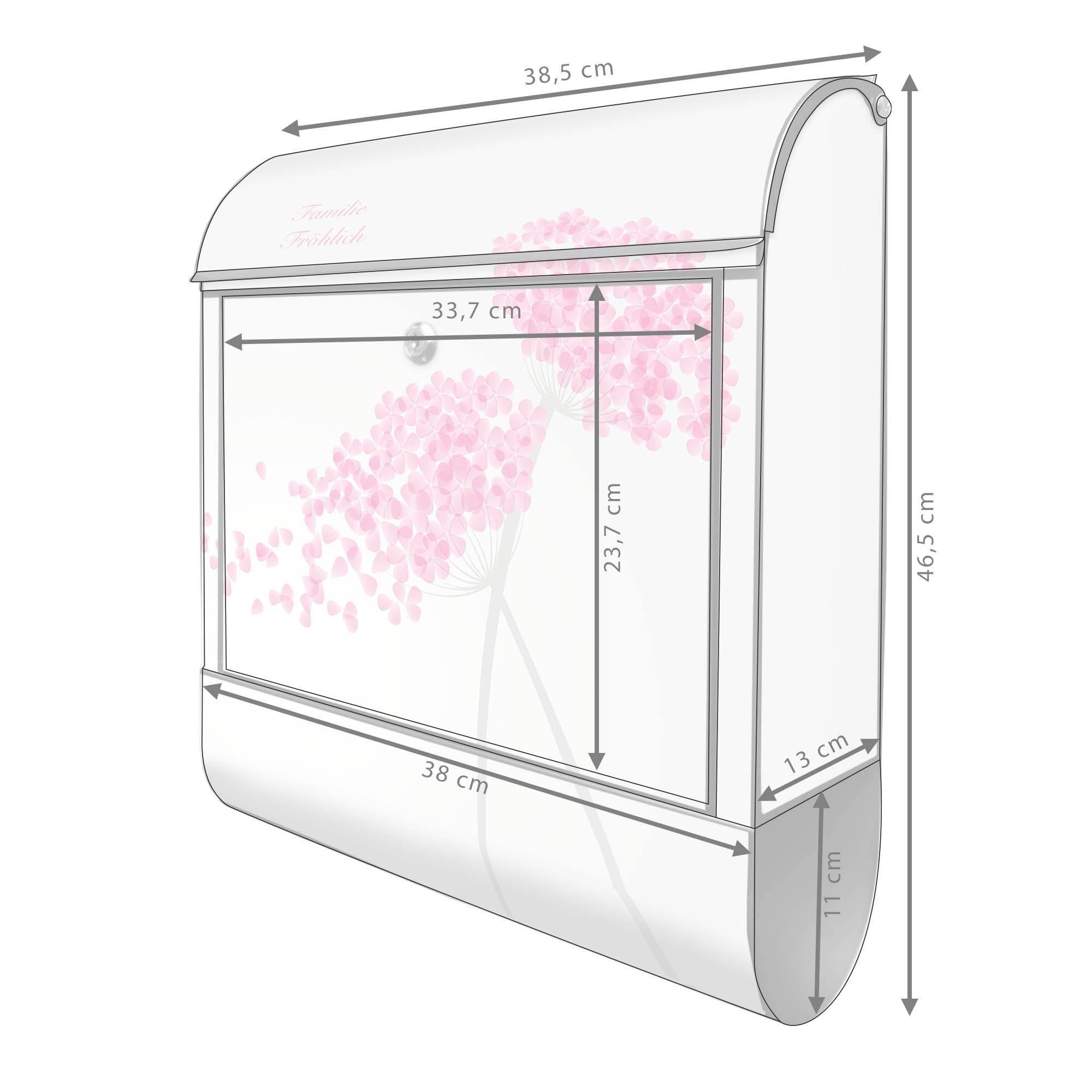 Banjado Briefkasten Holunder Pink 38,5x46,5x13cm Stahl schwarz