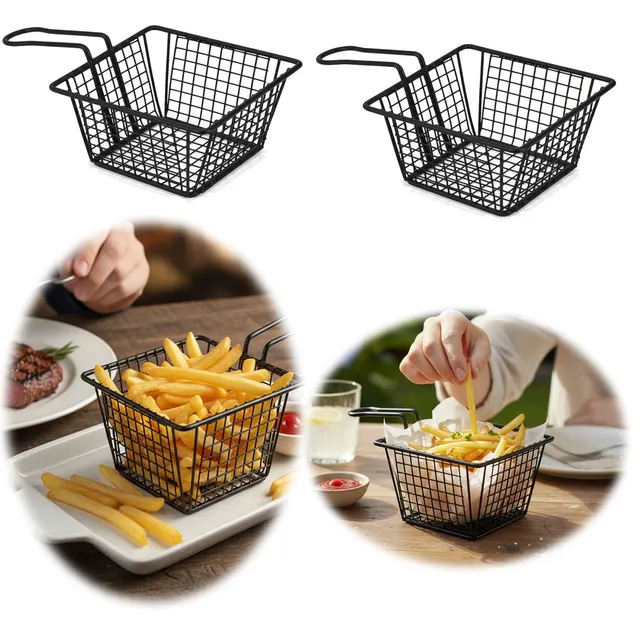 LS-LebenStil Pommes-Korb Servierkorb Schwarz 22x13x8cm 2er Set