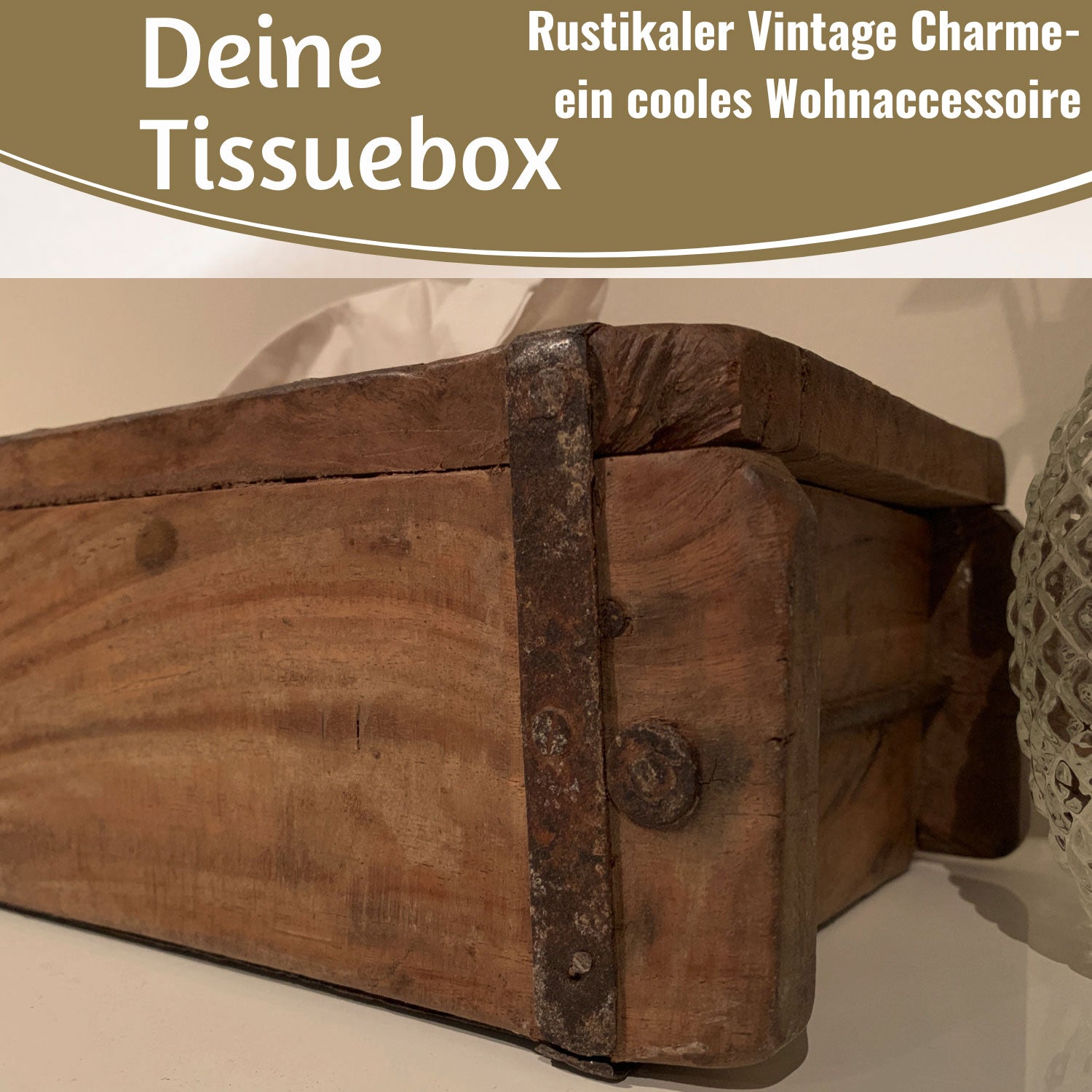 LS-LebenStil Ziegelform Tissuebox 31x15cm Altholz Recycelt Braun