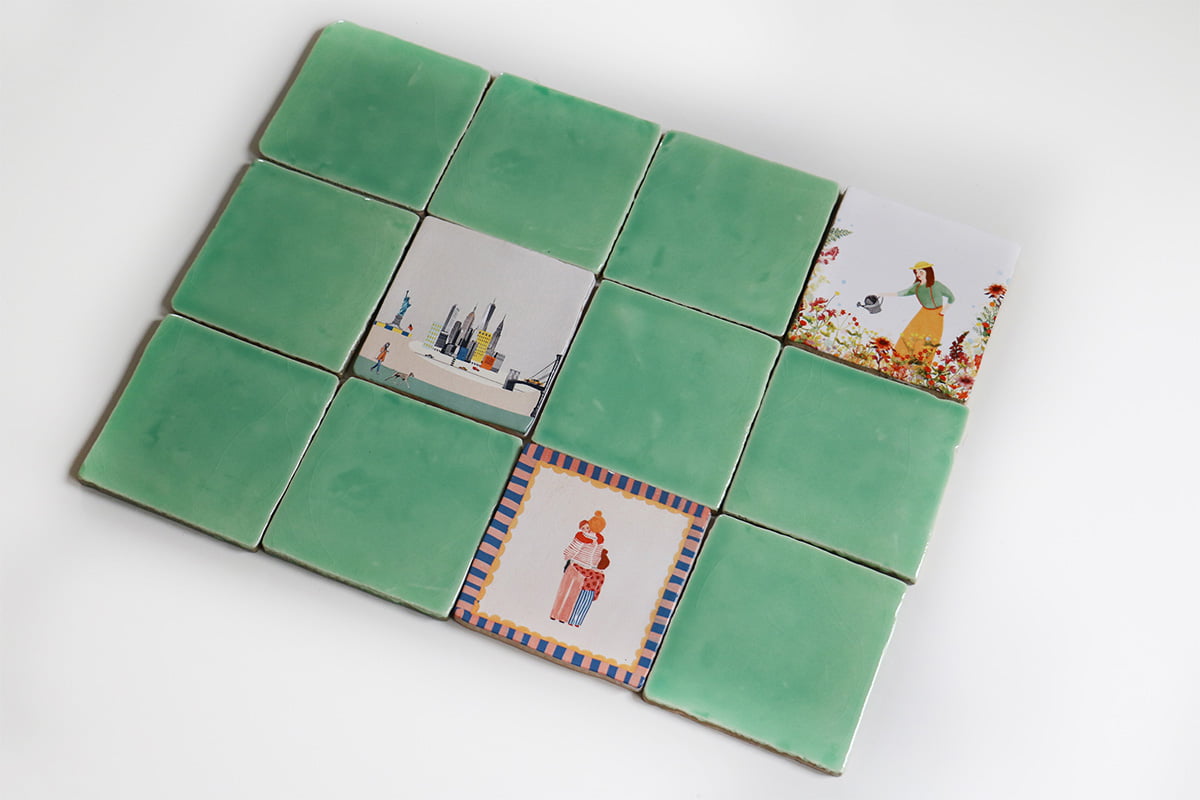 StoryTiles Plain Tiles Mint Groen Fliese 10x10 cm Muster