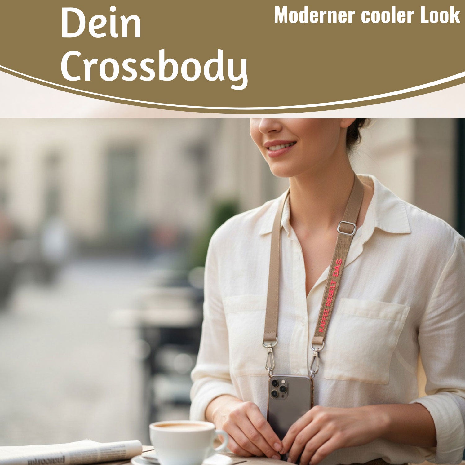 LS-LebenStil Handykette Kaffee regelt taupe pink 137 cm