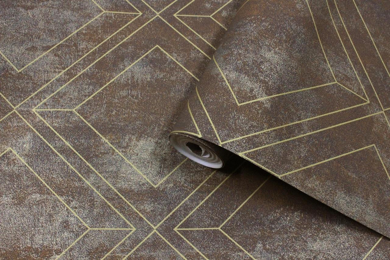 Mineheart Wallpaper Rustic Trellis Tapete Braun Geometrisch