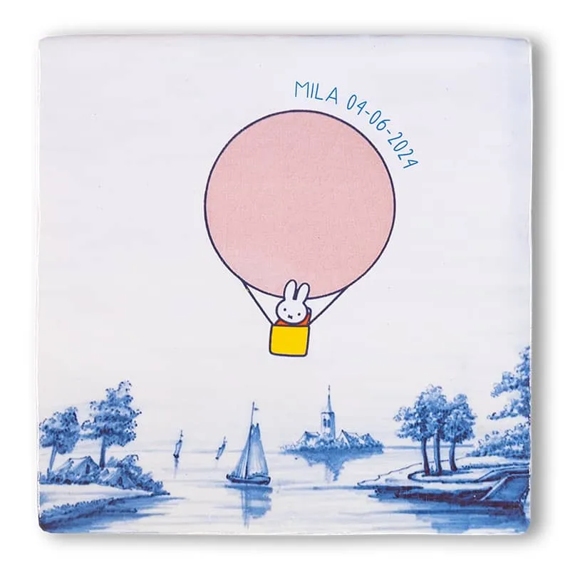 StoryTiles Delft Blue Avontuurlijke Nijntje Fliese S 10x10 cm Ballon