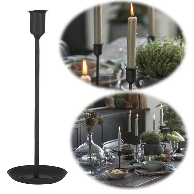 LS-LebenStil IB Laursen Kerzenständer Schwarz Eisen 28cm