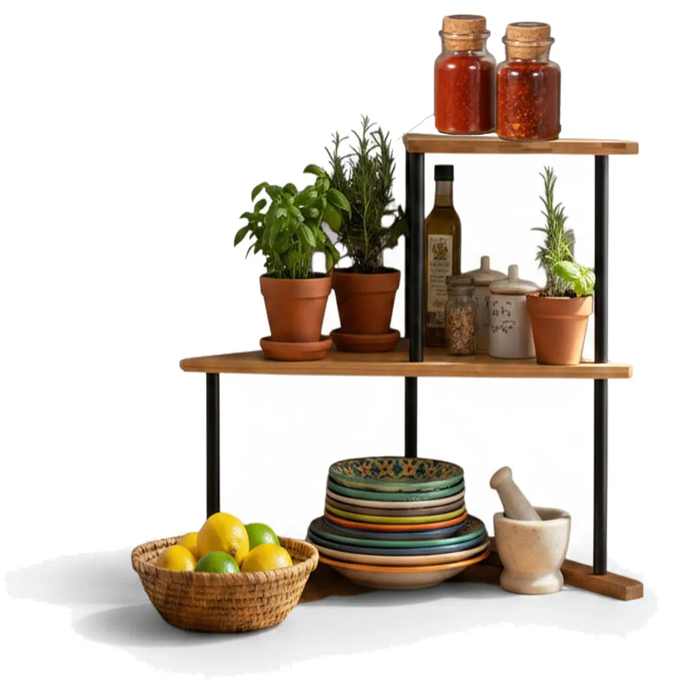 LS-LebenStil Küche & Haushalt Holz Küchenregal Eckregal 39x52cm