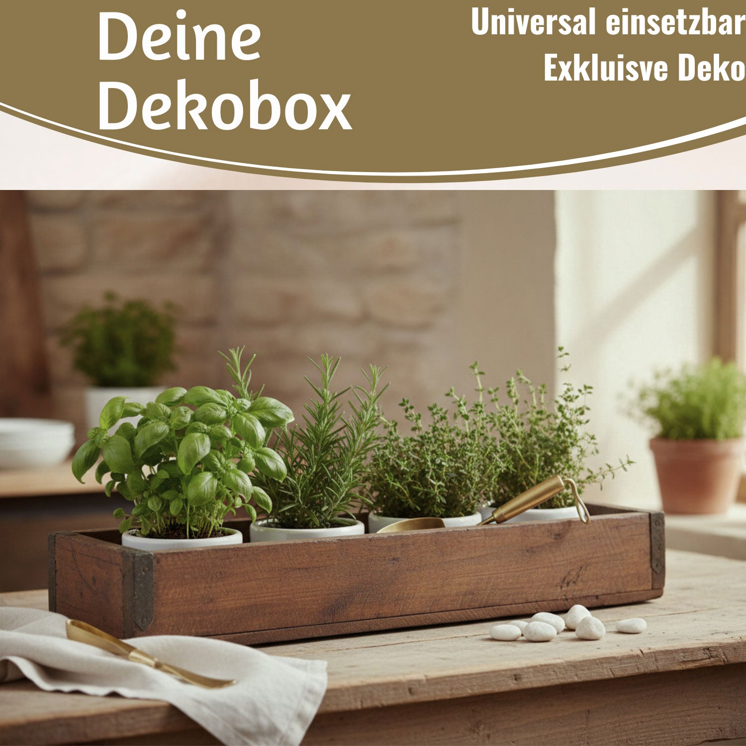 LS-LebenStil Unika Holzbox Braun 35x10x5cm Recycelt