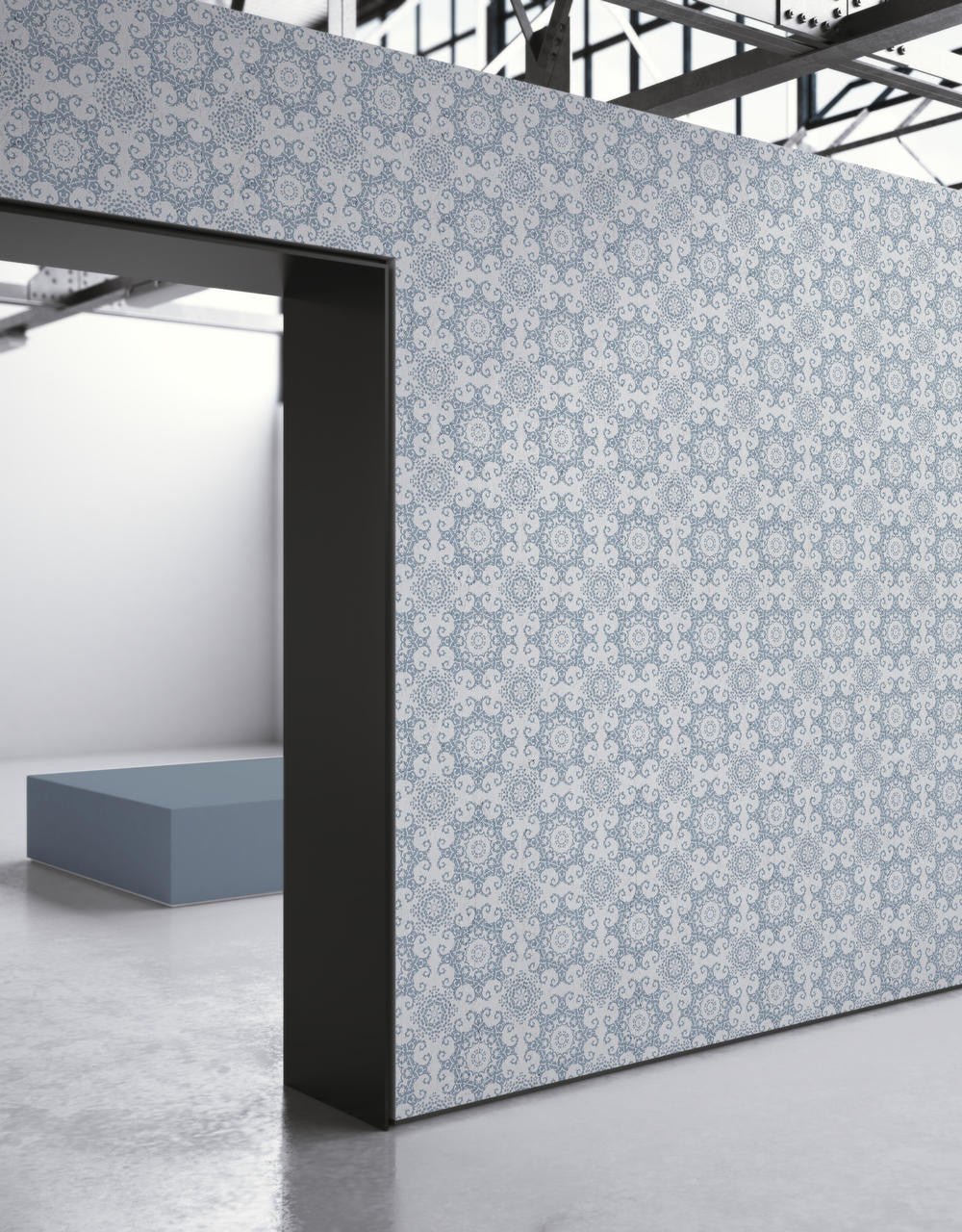 Mineheart Navy Geometric Damask Tapete blau Vlies