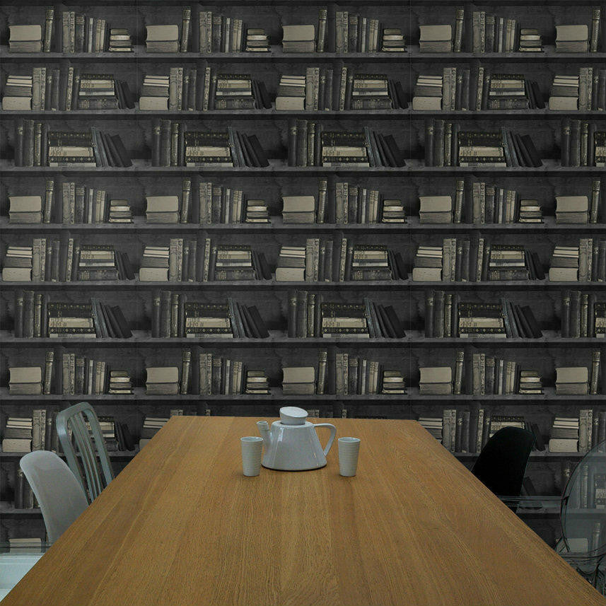 Mineheart Dark Bookshelf Tapete Bücherregal Dunkel