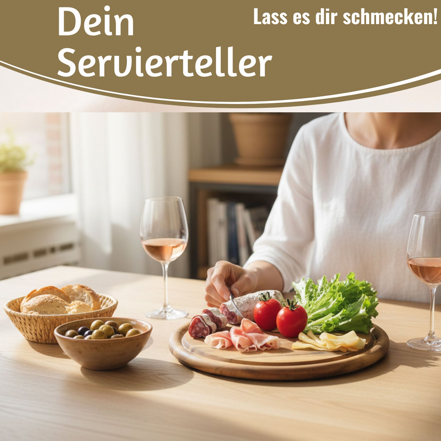 LS-LebenStil Fleischteller Akazie Rund 30cm Servierteller