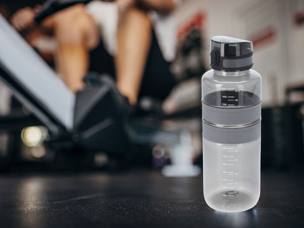 LS-LebenStil XL Sportflasche 1500ml Grau auslaufsicher