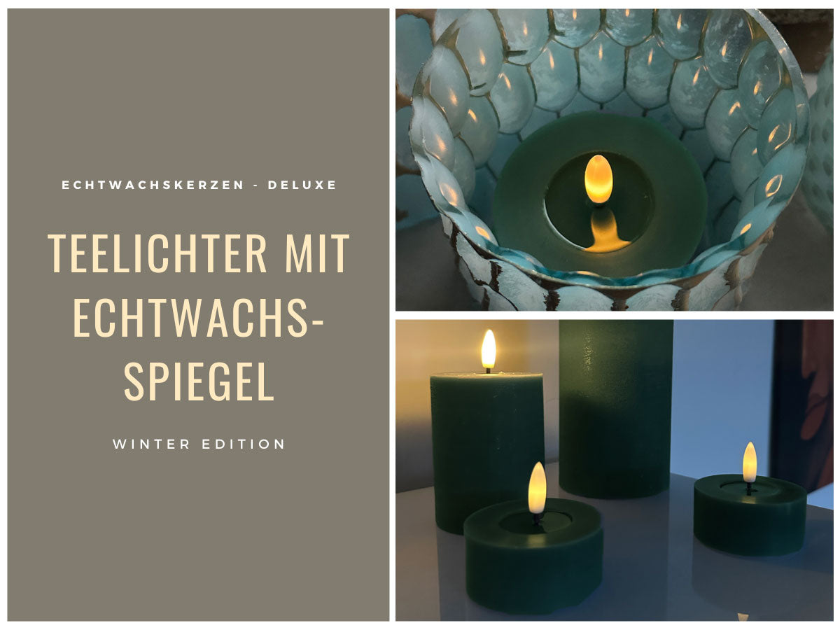 LS-LebenStil Ribe LED Teelichter Grün 6,8cm Echtwachs 2er