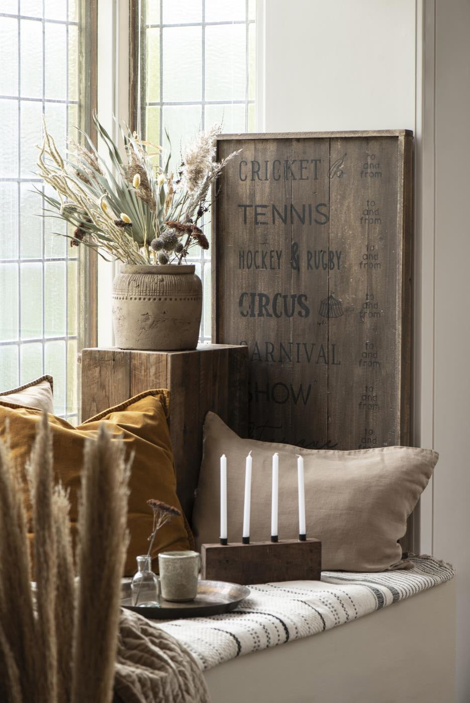 LS-LebenStil Unika Kerzenständer braun Holz 4-fach 38 cm