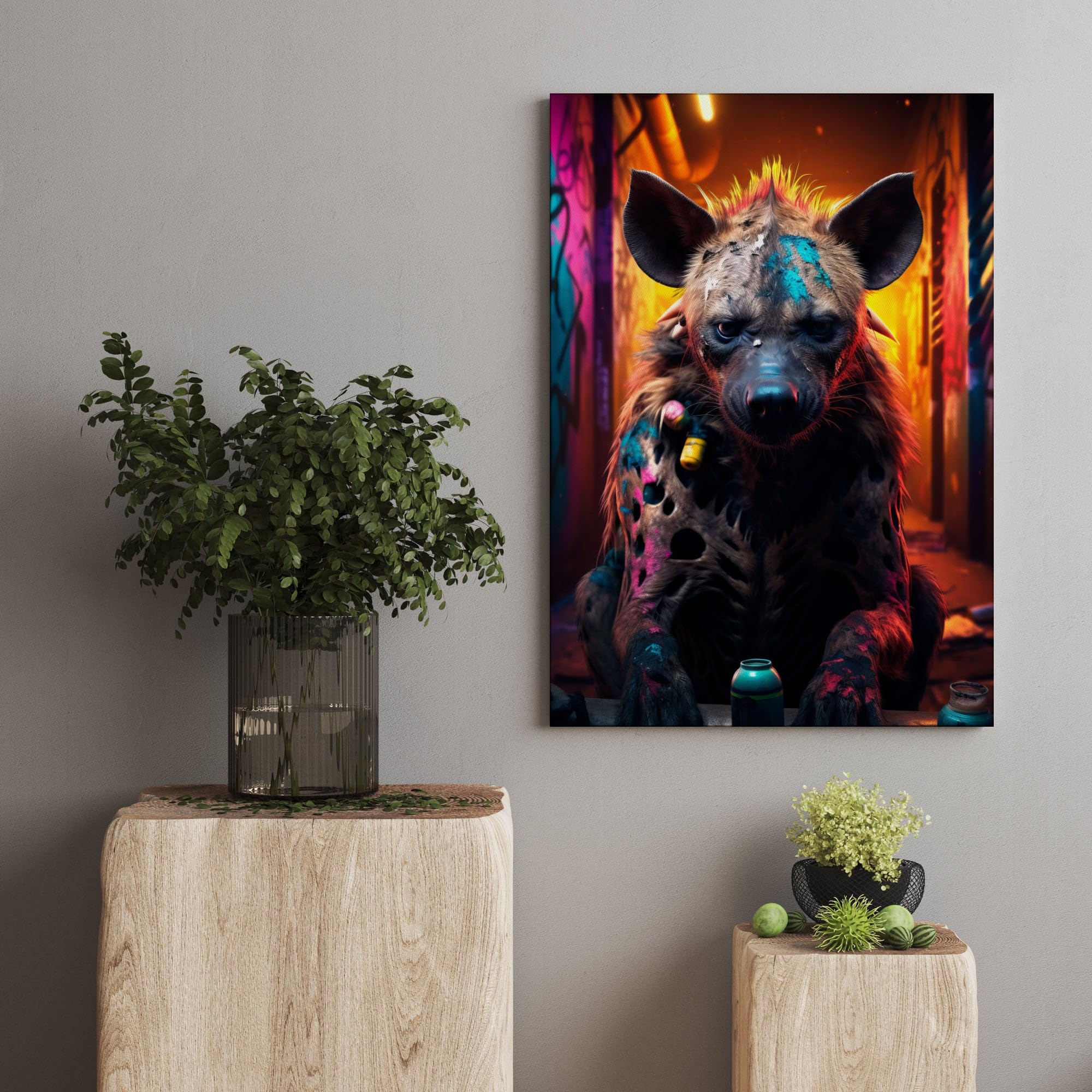 Hustling Sharks Wandbilder Hyena Graffiti Wandbild 40x60 cm