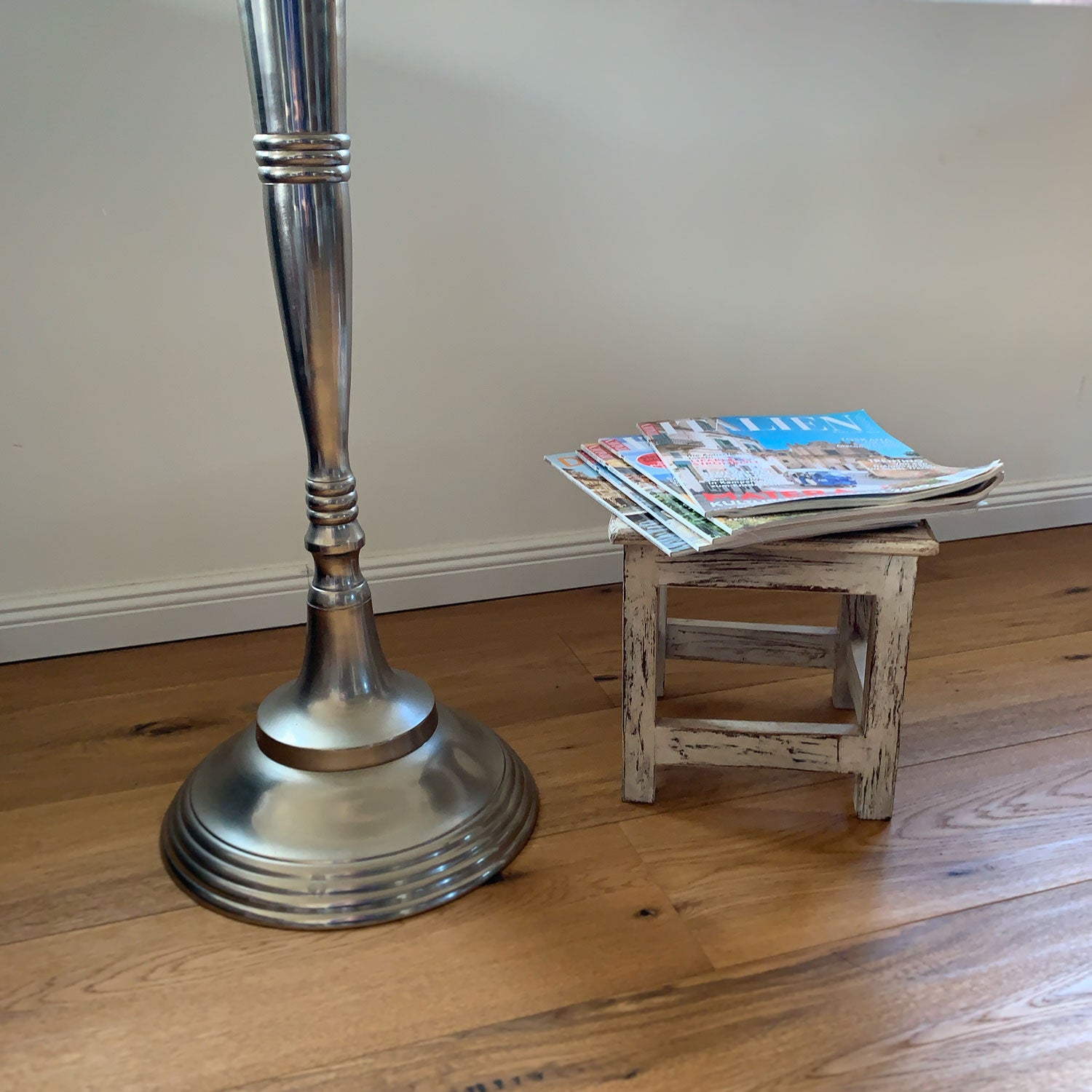 LS-LebenStil Fußhocker Holz Weiß 26cm Tritthocker Schemel