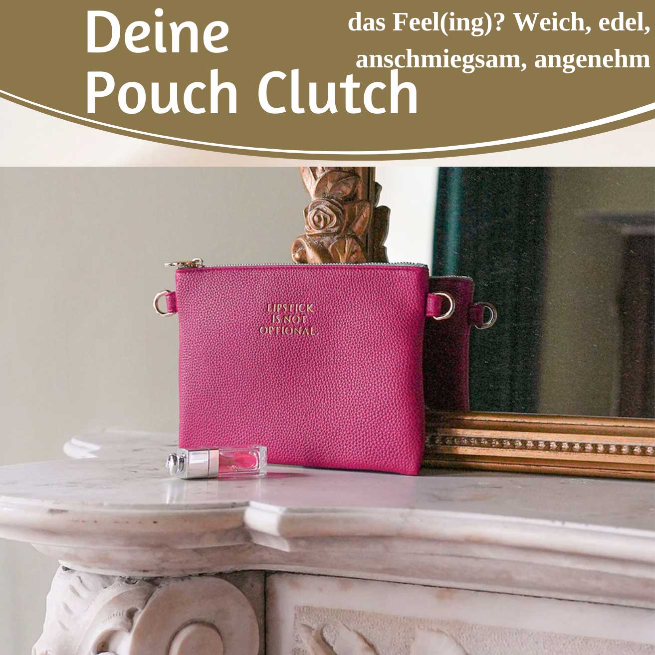 Mimi's Glow Clutch Lia Pink 22cm PU-Leder Handtasche