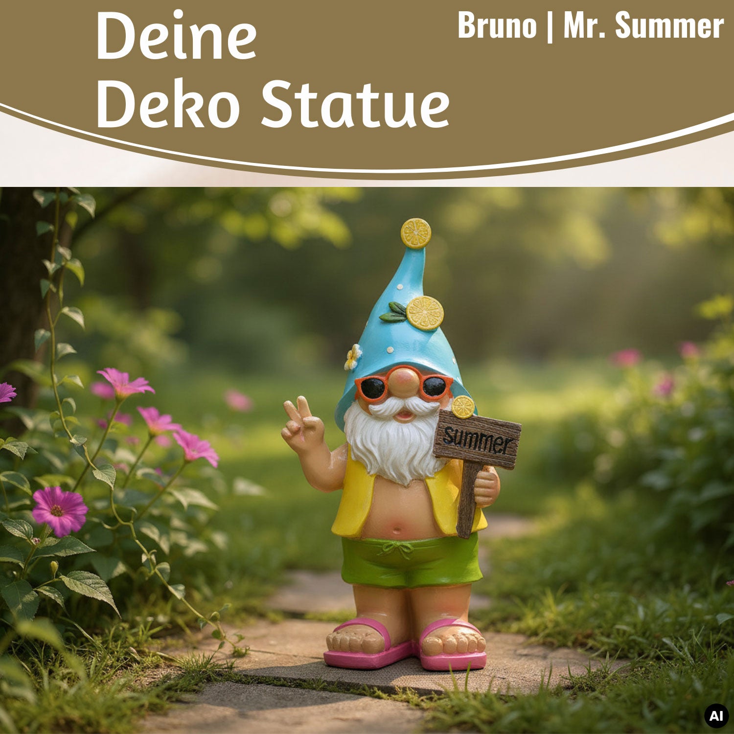 LS-LebenStil Summer Gartenzwerg XL Deko Figur 23cm