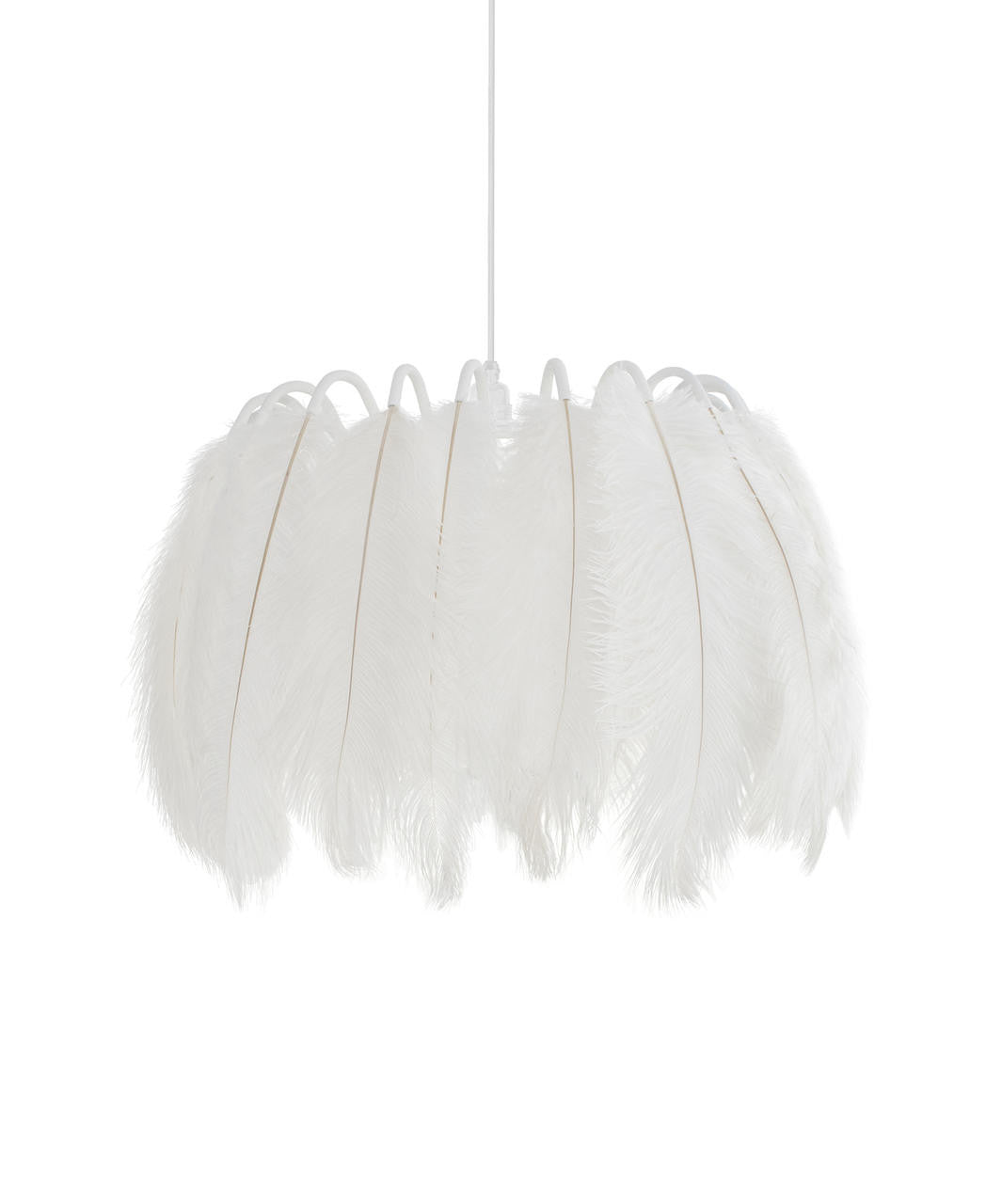 Mineheart Feather Pendelleuchte weiß Straußenfedern