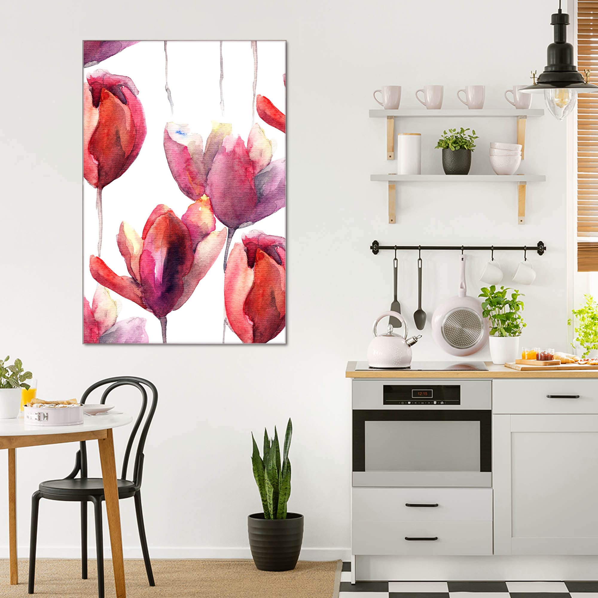 Banjado Magnettafel Aquarell Tulpen Magnettafel 40x60 floral