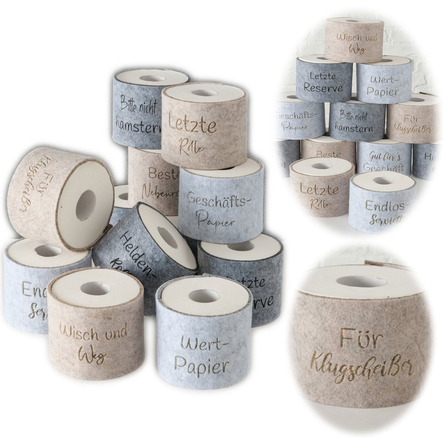 LS-LebenStil Möbel & Wohnen Klorollen-Banderole Filz Beige Klug