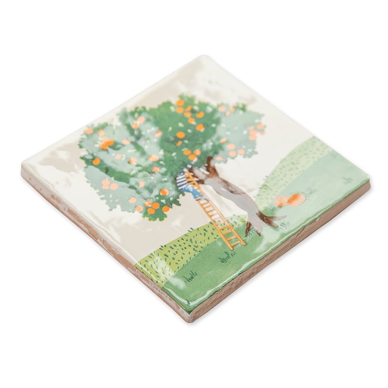 Storytiles Delft Blue Fruit Picking Fliese S 10x10 cm Ernte