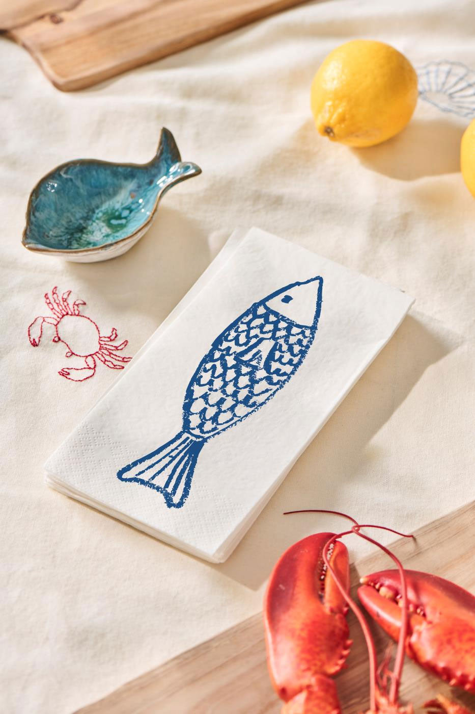 LS-LebenStil Servietten Fisch 40x40cm 3-lagig maritim 16 Stück