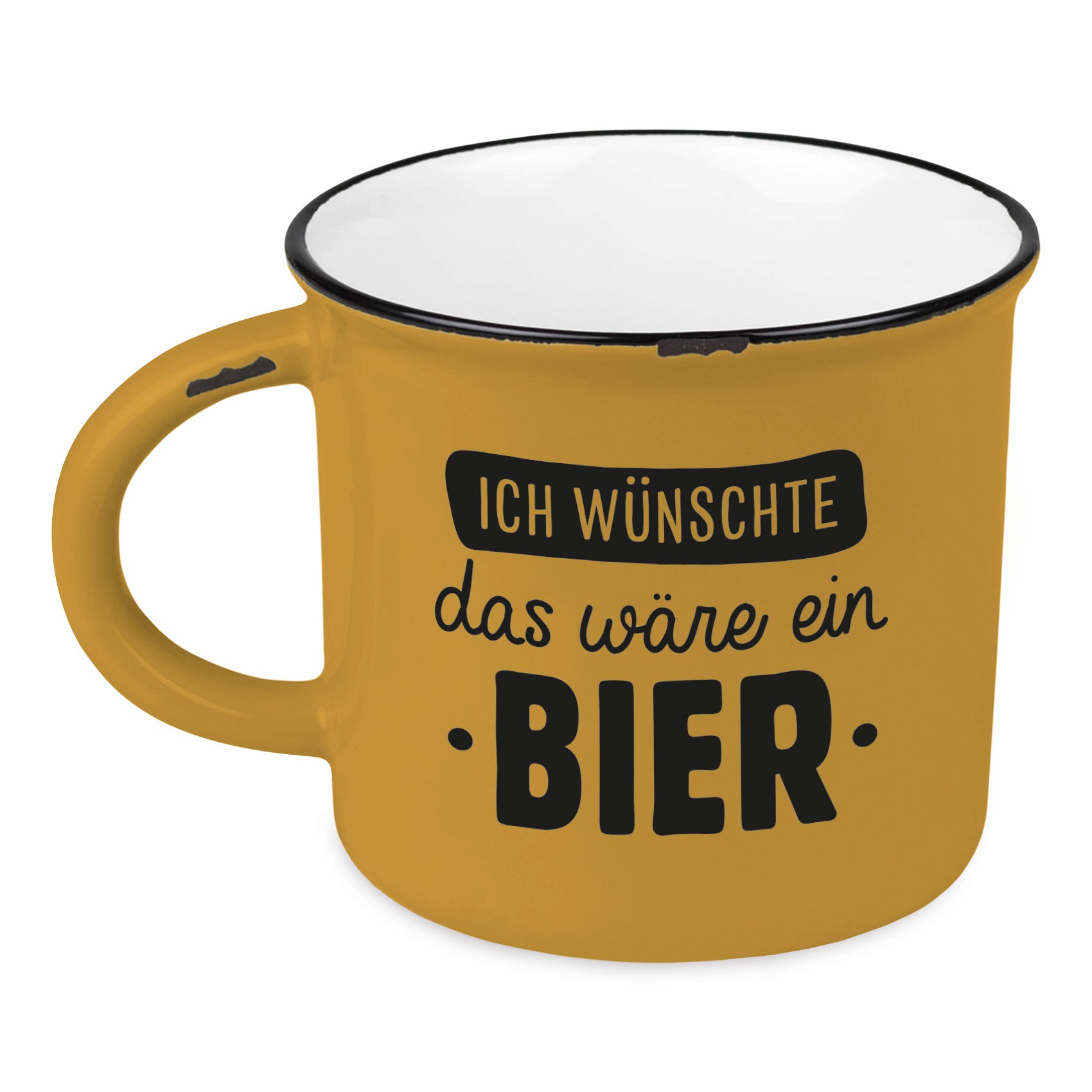 LS-LebenStil Emaille Kaffeebecher Keramik 400ml Bier Blau