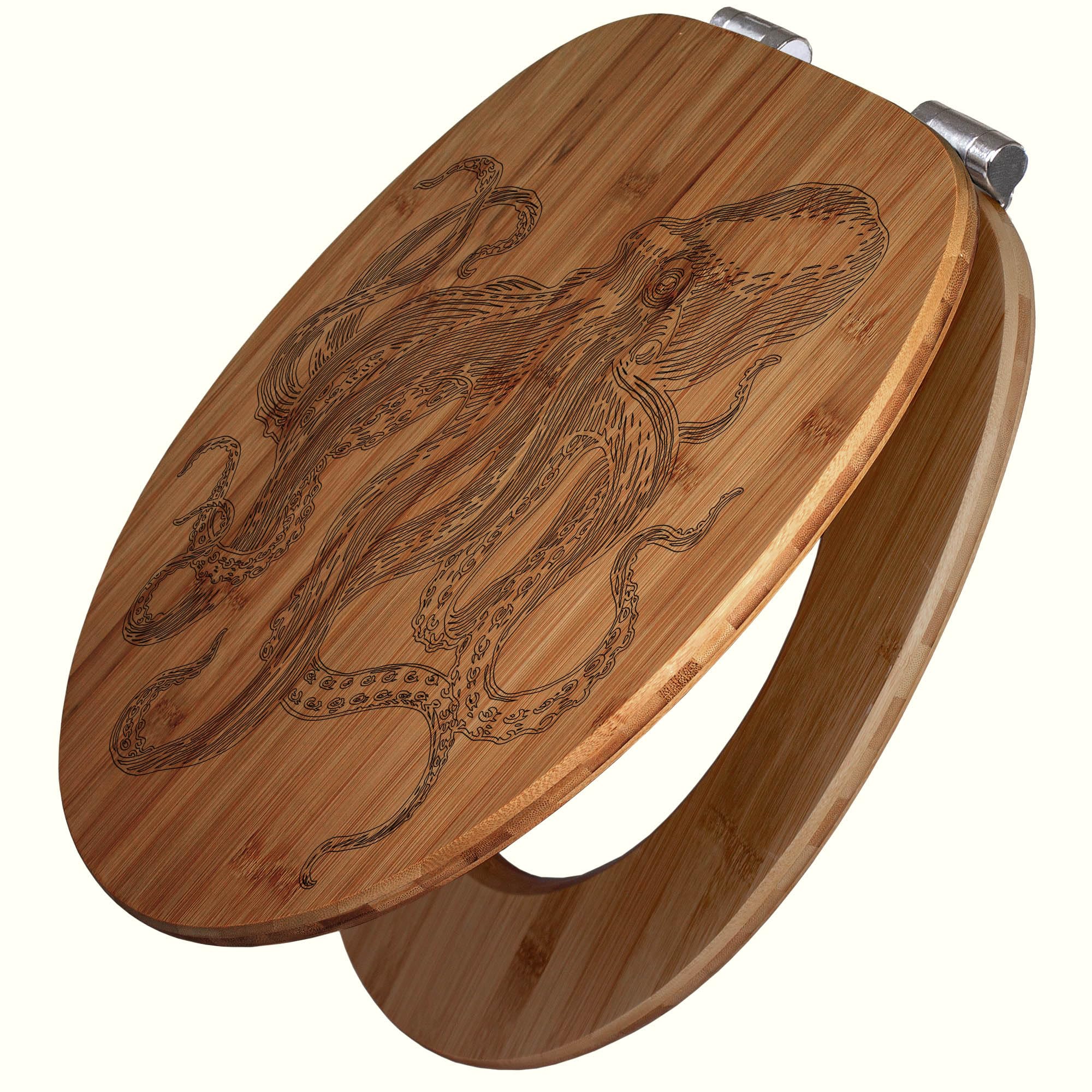 Banjado WC Sitz Oktopus 4 Toilettendeckel Bambus Absenkautomatik