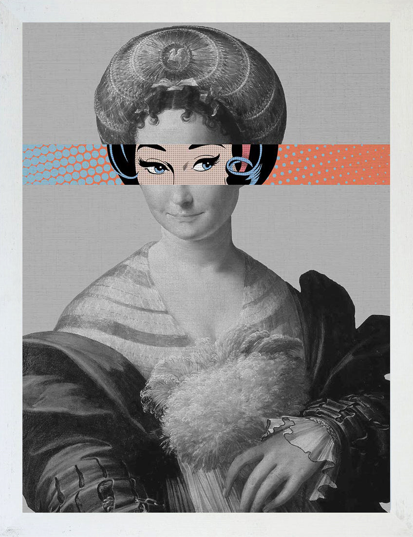 Mineheart Pop Portrait Gentildonna Leinwandbild Aqua Peach 30x41cm