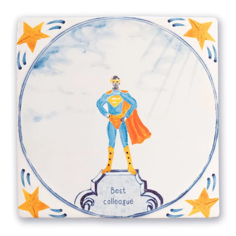 StoryTiles Delft Blue Superman Wandfliese 10x10 personalisierbar