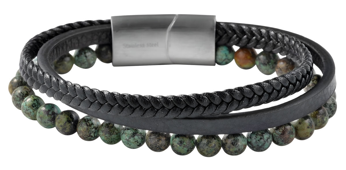 LS-LebenStil Sóller Dreifach Lederarmband 21cm Tigerauge