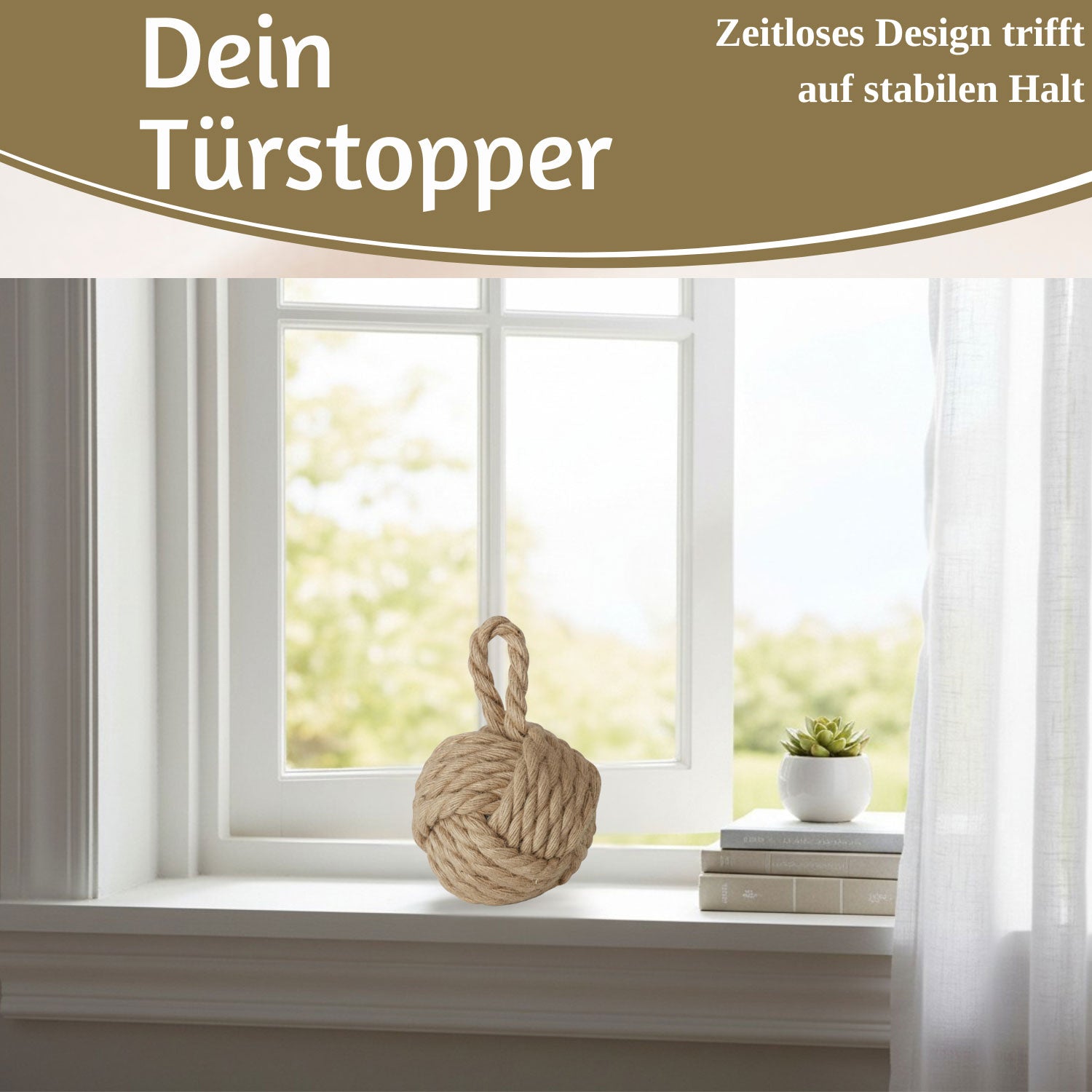LS-LebenStil Malmö Türstopper Jute beige-braun 23cm 1,3kg