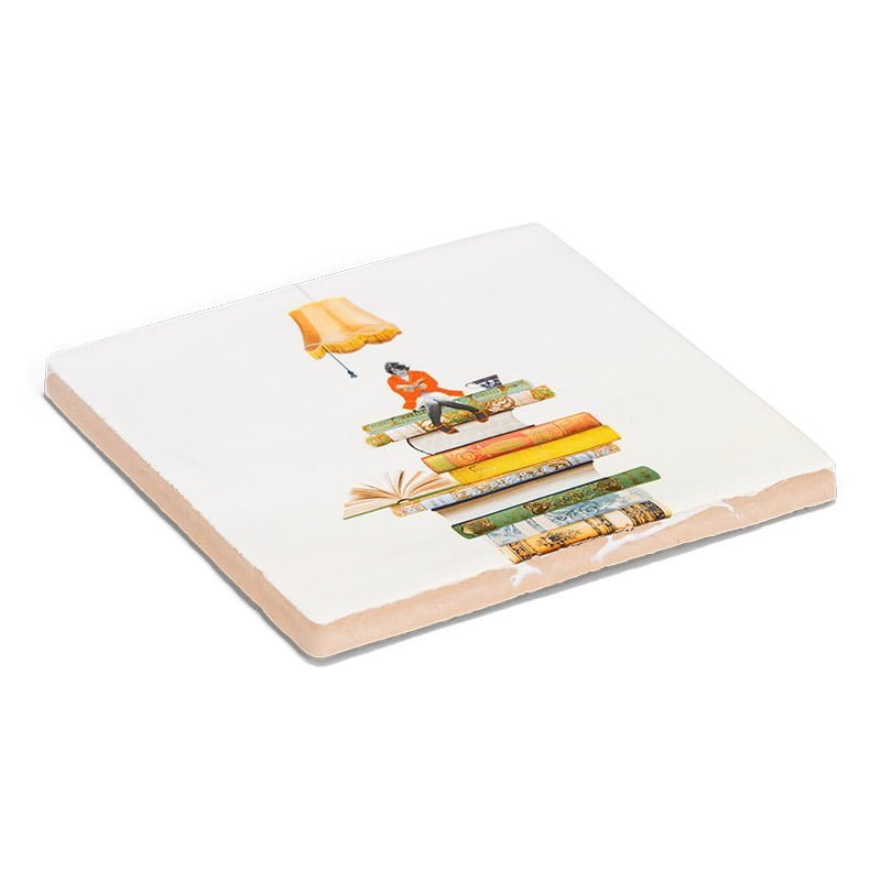 Storytiles Delft blue Boekenwurm Wandfliese S 10x10 cm Buch