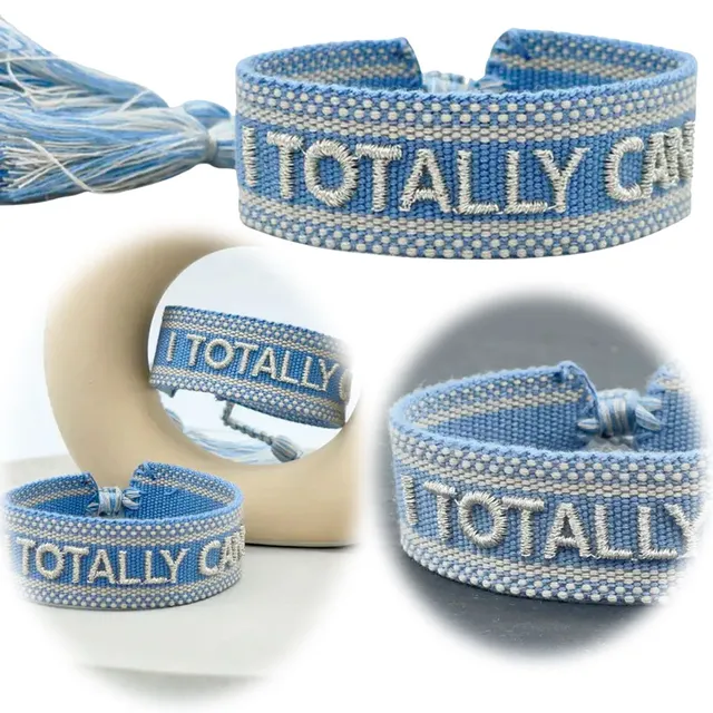 LS-LebenStil Totally Can Webarmband Blau Silber Quasten 20cm