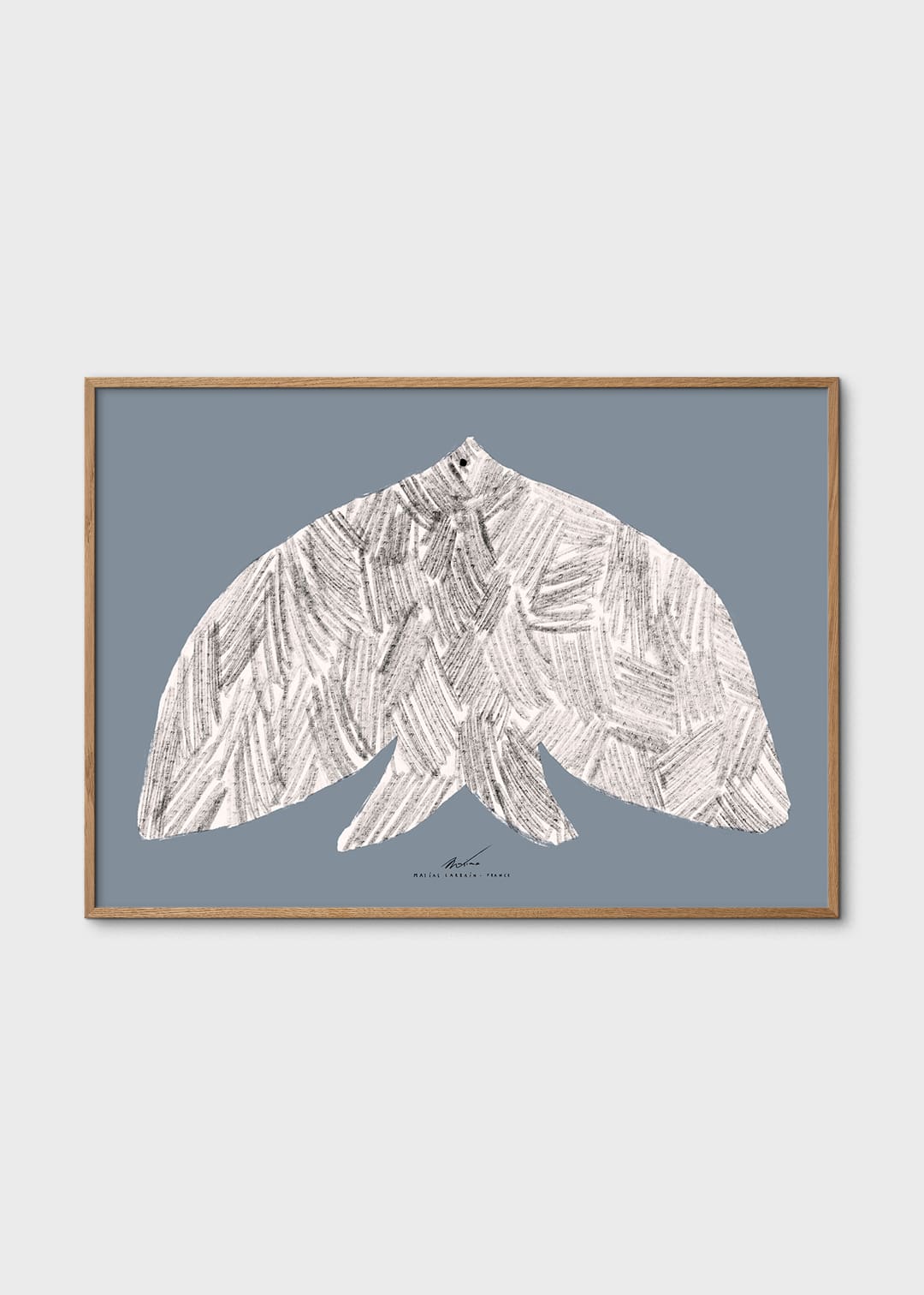 The Poster Club Oiseau Poster 30x40 cm Vogel Blau-Grau