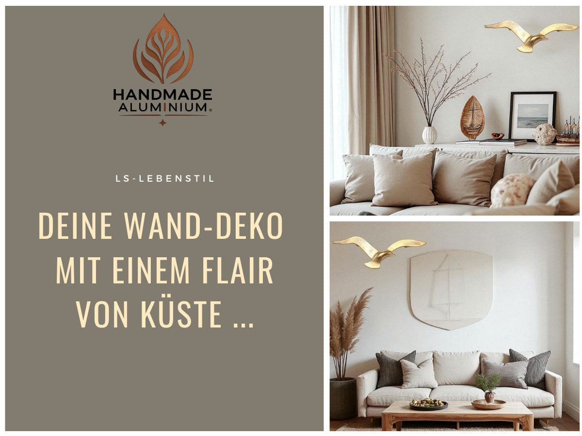 LS-LebenStil Möbel & Wohnen Möwe Wand-Objekt Alu Gold 35cm