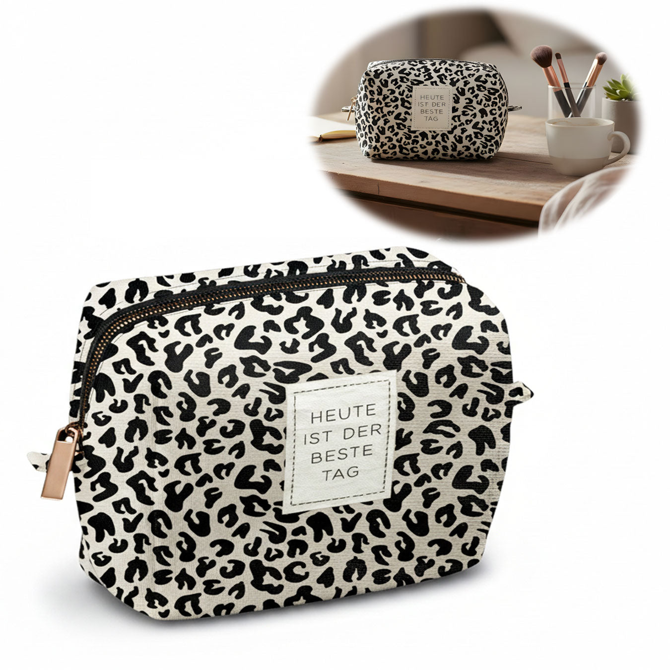 LS-LebenStil Kosmetiktasche Leo creme 14x11cm Baumwolle klein