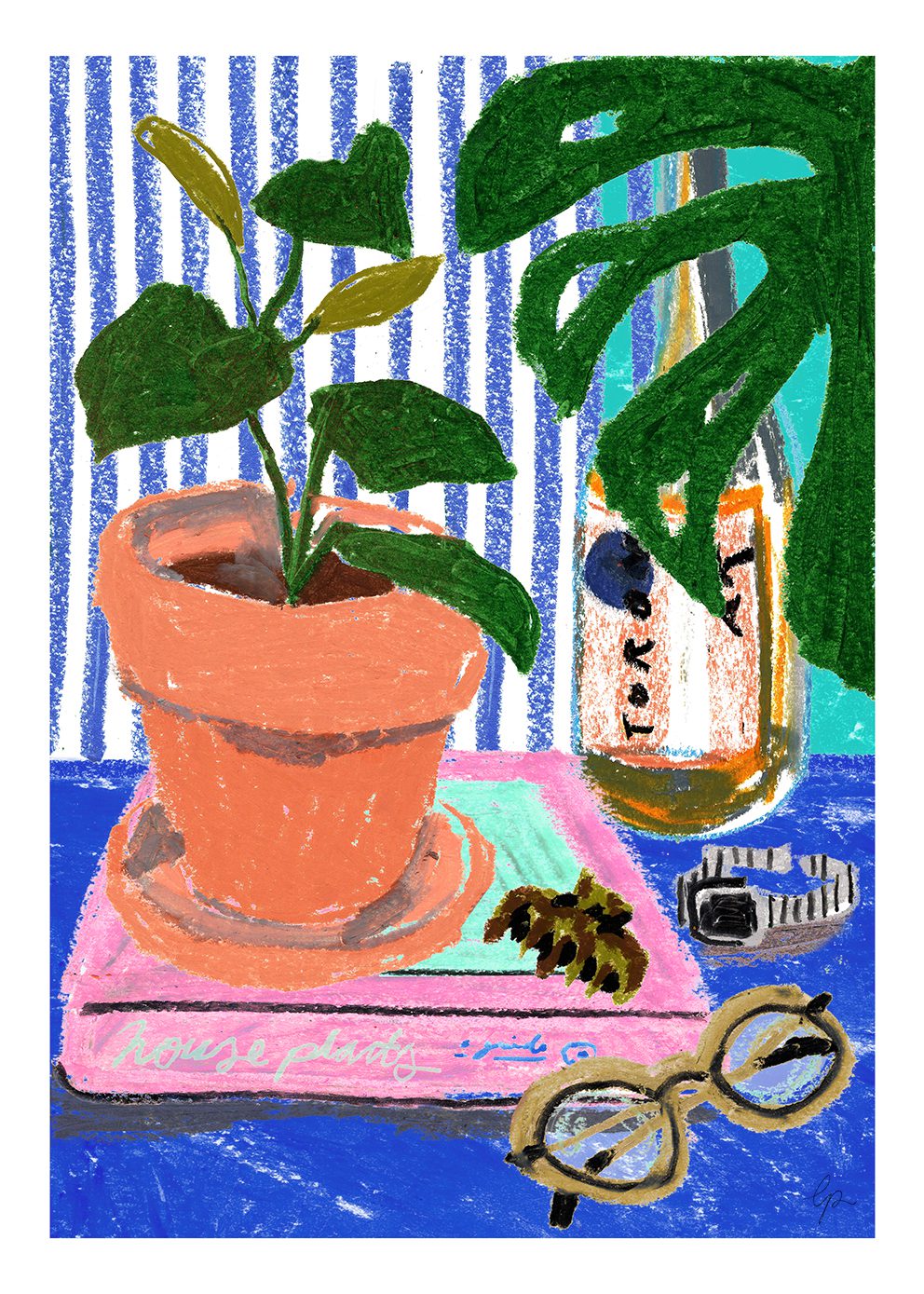 The Poster Club Art Prints Pastel Plants Poster 30x40 cm blau