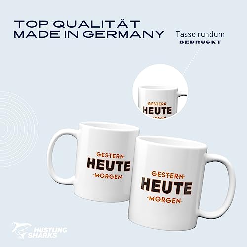Hustling Sharks Heute Tasse 330ml schwarz Motivation Spruch