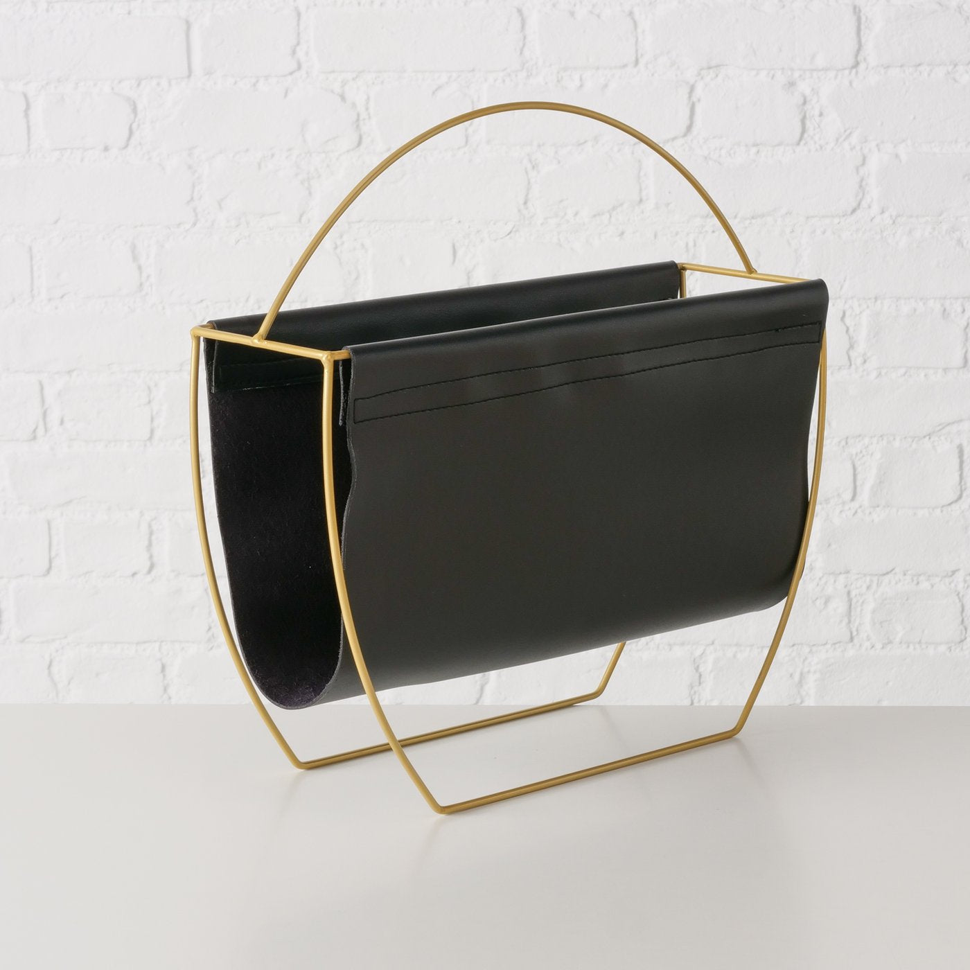 LS-LebenStil Möbel & Wohnen Magazinständer Schwarz Gold 40cm