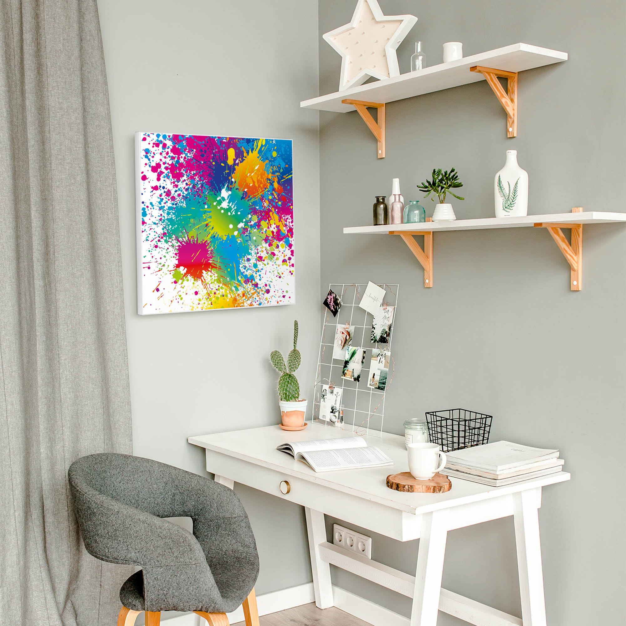 Banjado Magnettafel Farbspritzer 50x50 cm Metall Bunt