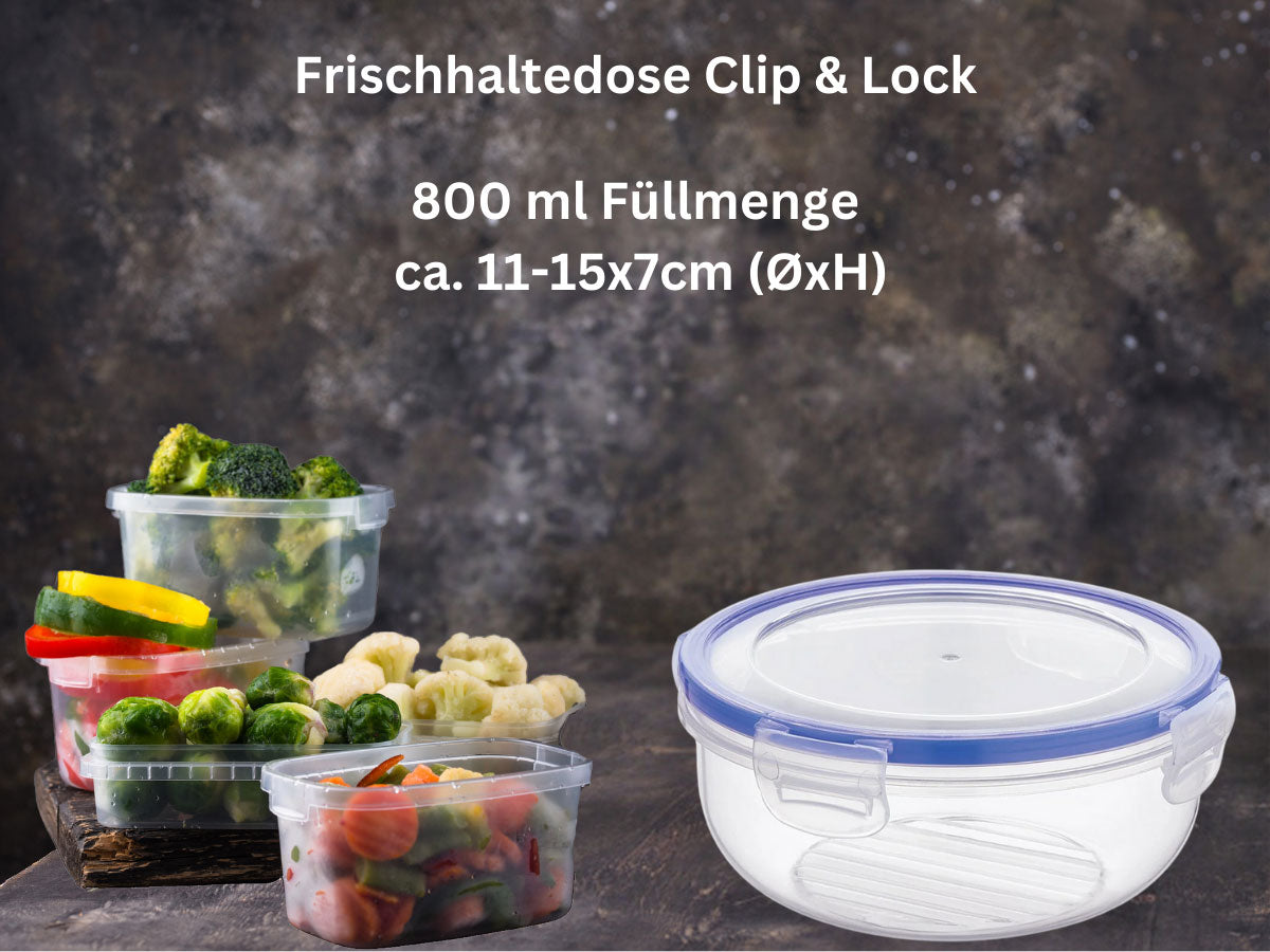 LS-LebenStil Küche & Haushalt Clip & Lock Dose 800ml Rund