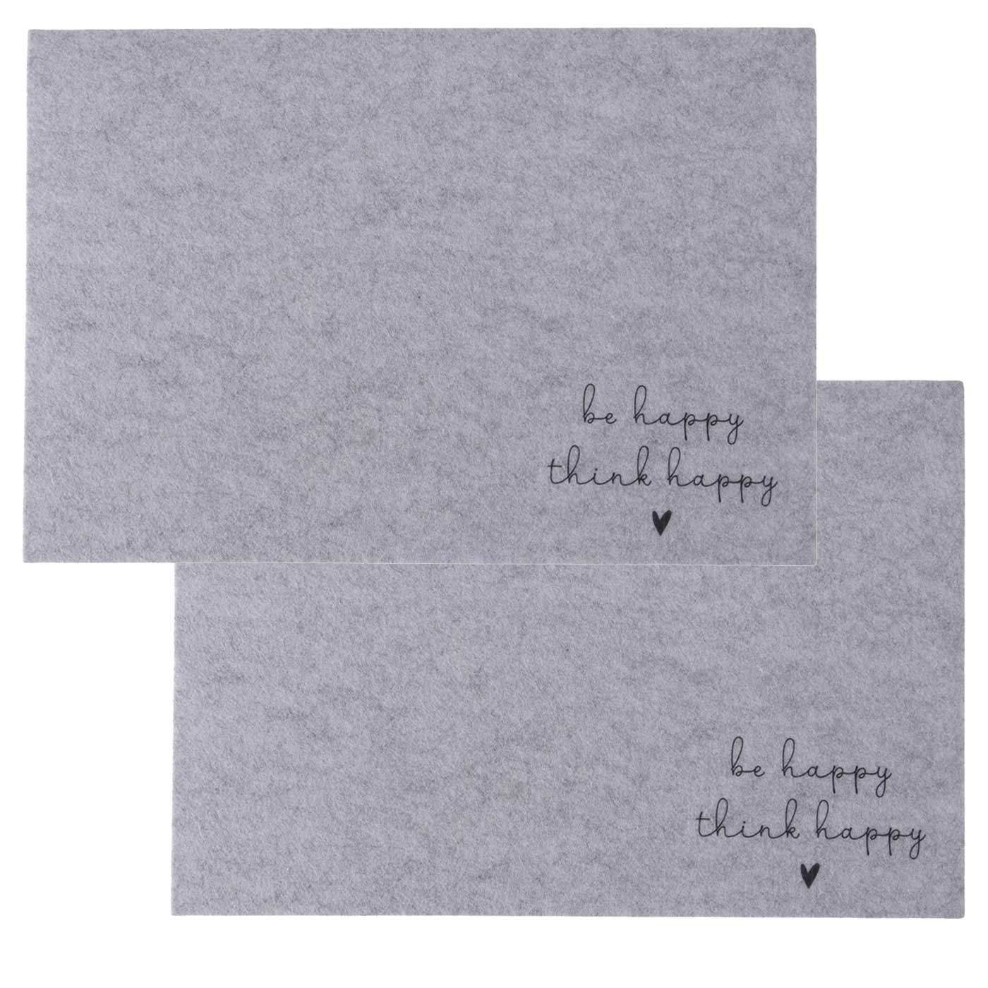 LS-LebenStil Happy Filz Tischset Hell-Grau 45cm 2er Set